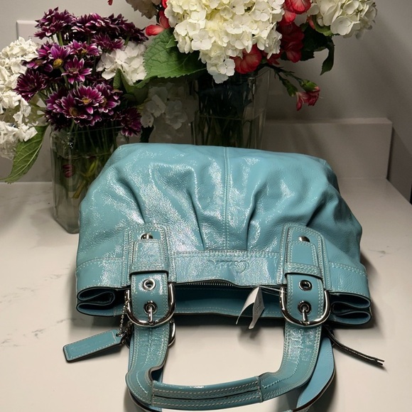 Coach Mineral Soho Pleat Patent Shoulder Tote Bag + COA +Coach Dust Bag NWT! - Picture 10 of 14